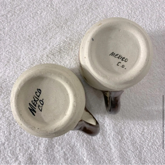 Vintage Mexico Handmade Ceramic Stoneware Mugs x2 - Picture 9 of 10